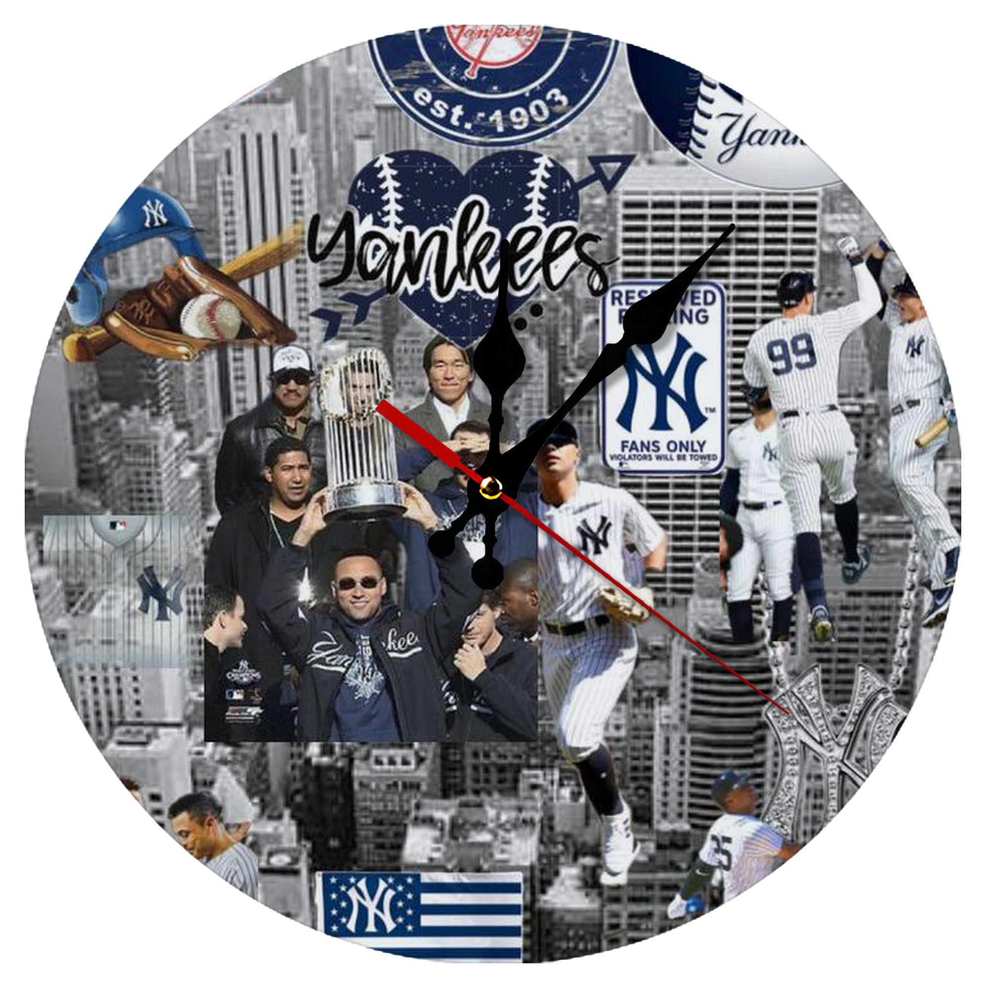New York Yankees 199 Silent Round Wall Clock – Modern & Stylish DIY Design, Durable Wood Construction, Easy To Install – Perfect For Office, Bedroom, Living Room, And More